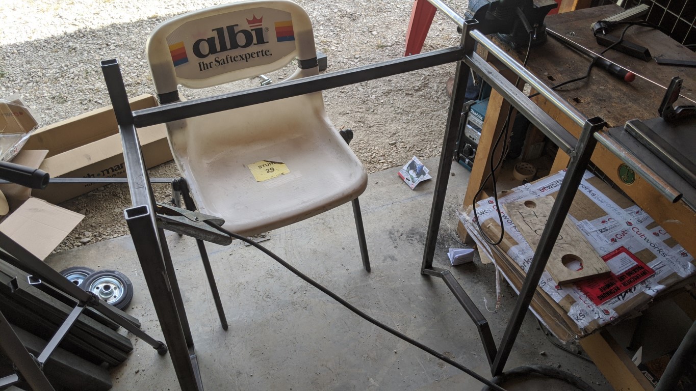 The frame upside down while welding The frame upside down while welding
